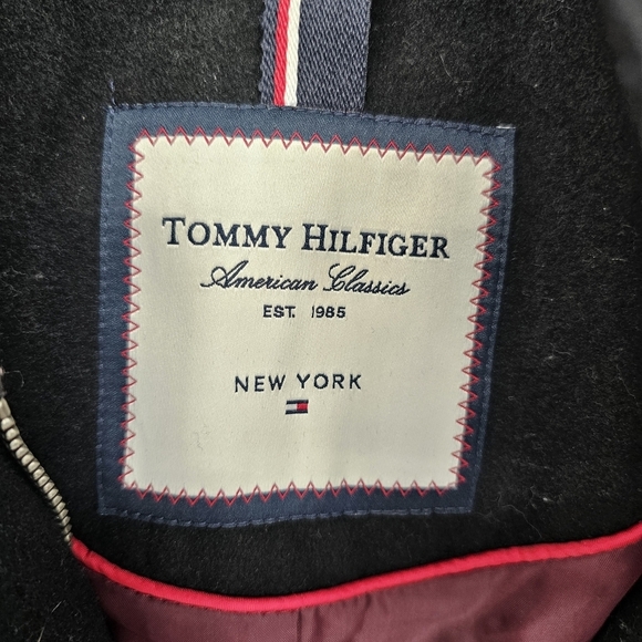 Tommy Hilfiger Navy Women's Single-breasted Wool-blend Coat Size Large - Picture 3 of 10
